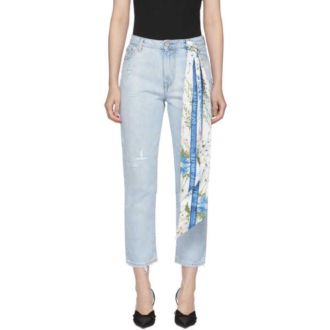 OFF-WHITE OFF-WHITE BLUE BLEACHED CROP JEANS