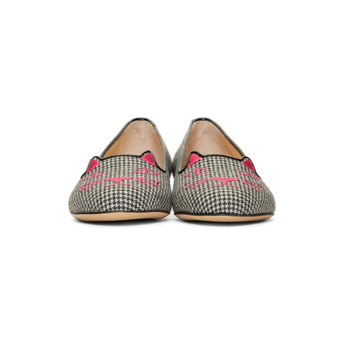 CHARLOTTE OLYMPIA Black & White Houndstooth Kitty Flats ModeSens