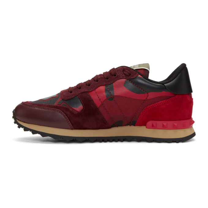 VALENTINO Rockrunner Camouflage Suede And Leather Trainers in Red Camo ...