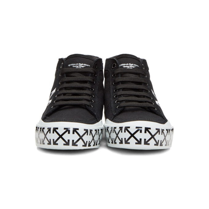 OFF-WHITE Black Vulcanised Arrows Mid-Top Sneakers | ModeSens