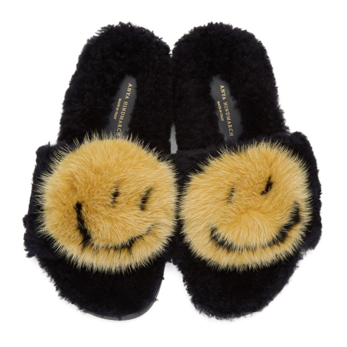 anya hindmarch fur slipper
