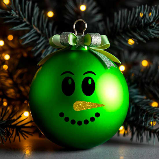 Snemand med en næse af guld klistermærke til julekugle