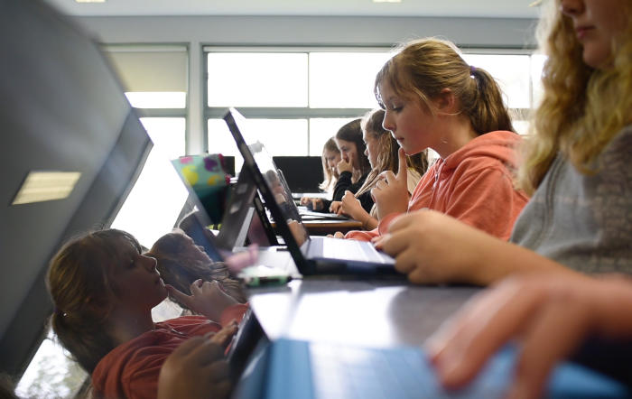 Assessments have shown a marked improvement in collaboration between Year 7 students at Melbourne’s Eltham High School. Picture: Australian Learning Lecture