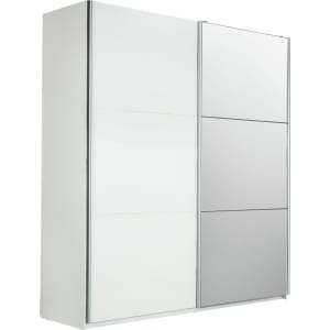 Hygena Bergen 2 Door Large Mirrored Sliding Wardrobe White