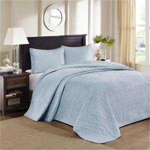 Vancouver Quilted Coverlet Set King California King Light Blue