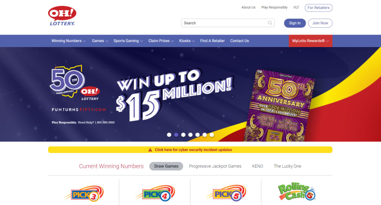 Ohio Lottery website
