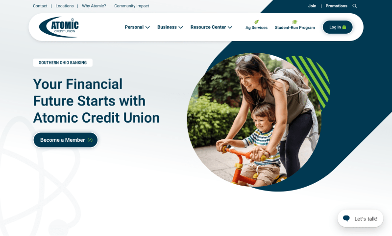 Atomic Credit Union Southeast Ohio website redesigned on Xperience by Kentico with banking tools by ZAG Interactive