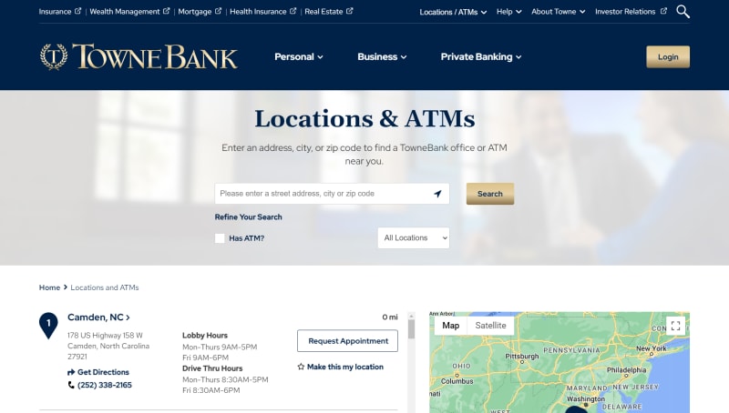 TowneBank locator