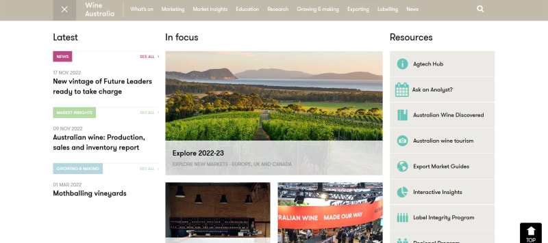 Wine Australia News page